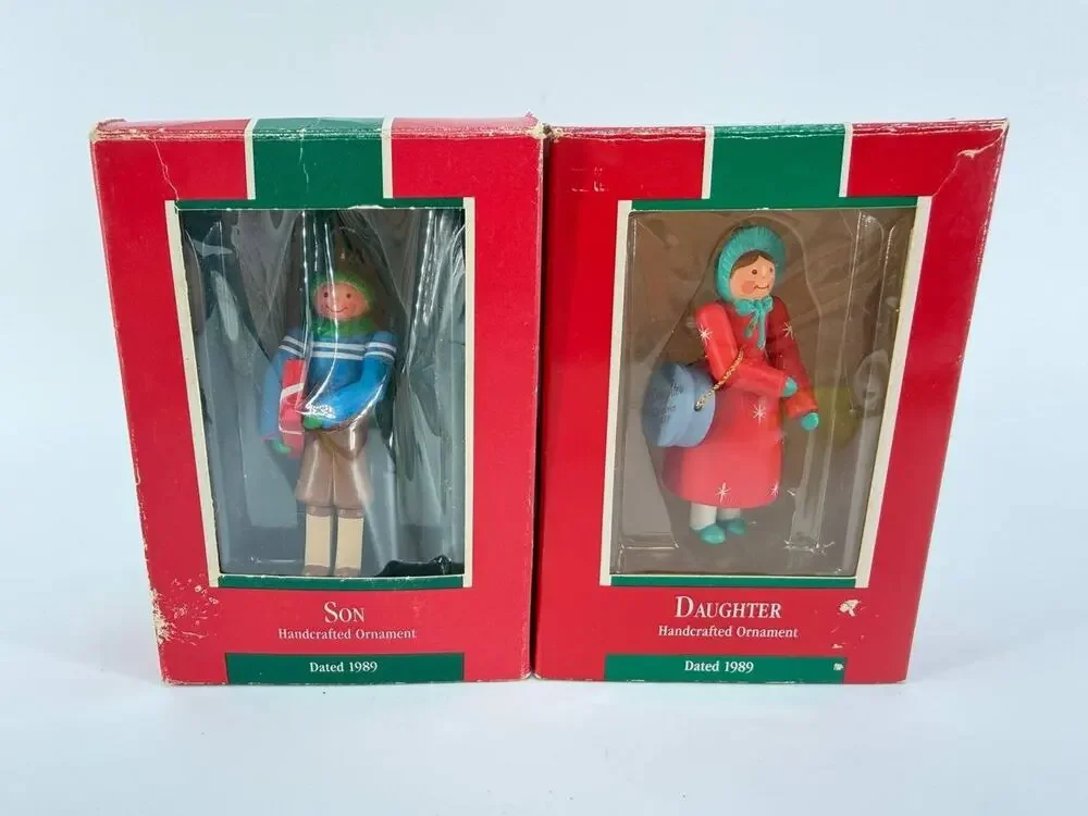 Vintage Hallmark Keepsake Ornaments 1989 Son Daughter Set of 2 Boxed Christmas